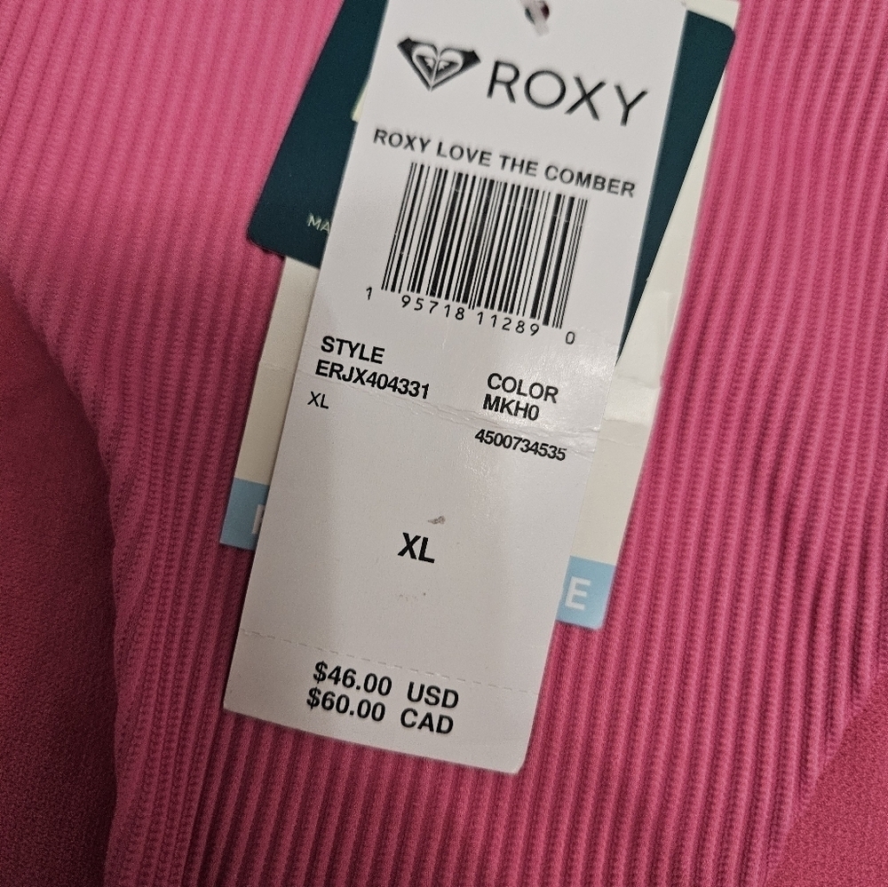 NWT! Roxy Ribbed Pink Cheeky Bikini Bottoms! - Picture 2 of 5
